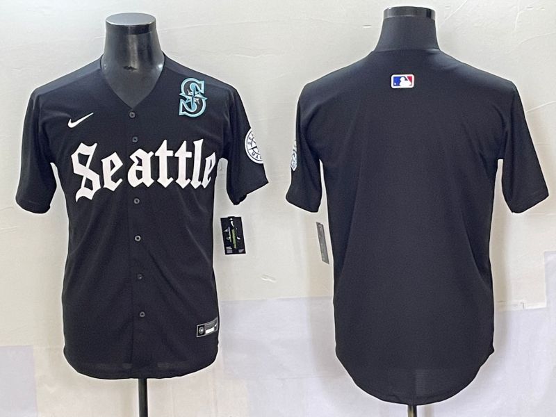 Men 2025 Seattle Mariners Blank black Five generations Joint Name Nike MLB Jersey style 1->seattle mariners->MLB Jersey